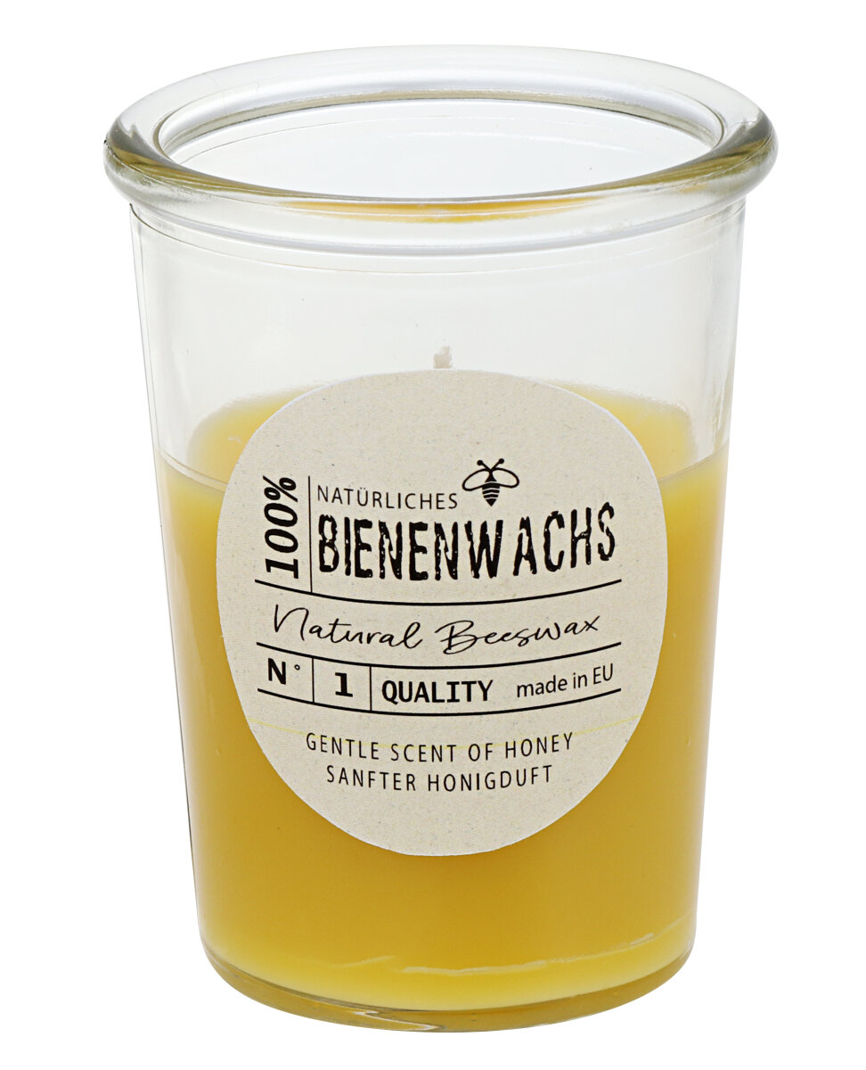 100% Bienenwachs-Kerze Becherglas 89 x Ø 68 mm günstig im Weihnachtsk