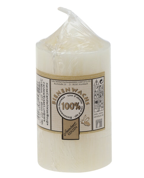 100% Bienenwachs Stumpenkerze "Struktur" Weiß 90 x Ø 45 mm