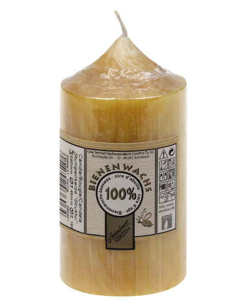 100% Bienenwachs Stumpenkerze "Struktur" Honig 90 x Ø 45 mm