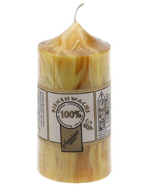 100% Bienenwachs Stumpenkerze "Struktur" Honig 120 x Ø 55 mm