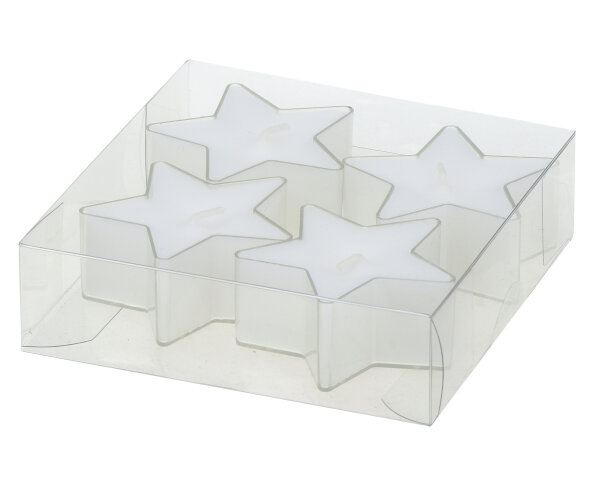 Teelichter "Stern" Weiß 4er-Pack, 5 Stunden