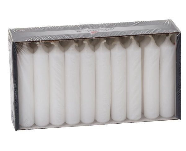Pyramidenkerzen Weiß 70 x Ø 14 mm, 30 Stück