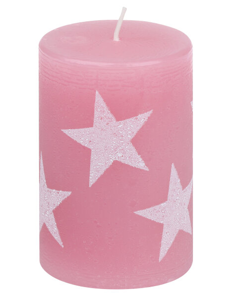 Stumpenkerze "Multistern" Rosa 100 x Ø 68 mm