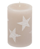 Stumpenkerze "Multistern" Taupe 100 x Ø...