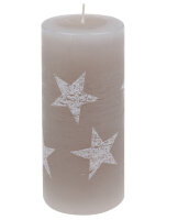 Stumpenkerze "Multistern" Taupe 150 x Ø...