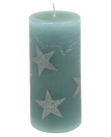 Stumpenkerze "Multistern" Salbei 150 x Ø...