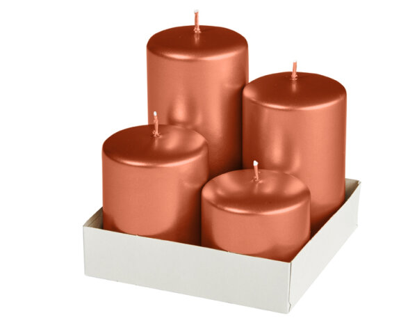 4er Adventset Stumpenkerzen Kupfer Ø 50 mm von Kopschitz Kerzen