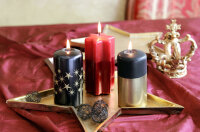 Stumpenkerze "CHRISTINE" Schwarz/Gold 110 x...