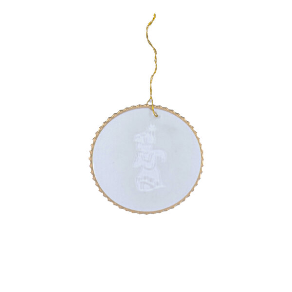 Weihnachtsschmuck, Fensterbild mit Faden "Engel Sternenkind" Ø 7 cm