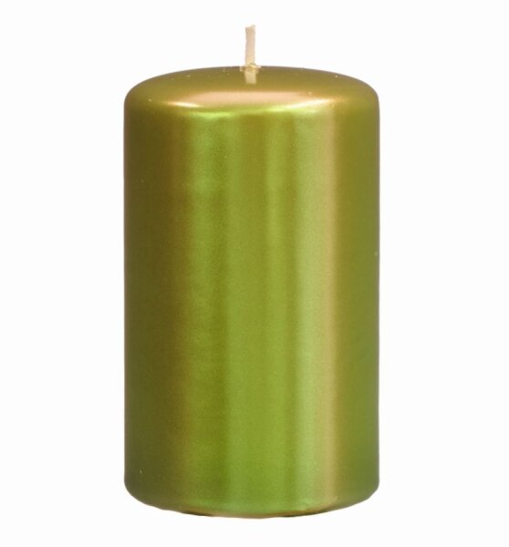 Stumpenkerzen Silky Pearl Metallic Kerzen Scottish Grün, 10 x 6 cm, 8 Stück