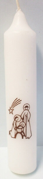 Kerze stilisierte Krippe, Leuchterkerze Elfenbein 160 x Ø 28 mm, 1 Stück