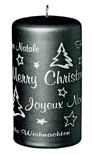 Merry Christmas Weihnachtskerzen Grey Matt 130 x Ø 70 mm, 3 Stück