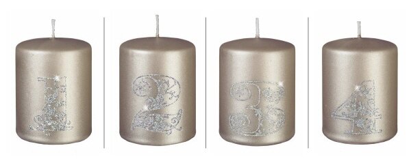 Adventskerzen 1 - 4 Stein Matt 80 x Ø 60 mm, 4 Stück