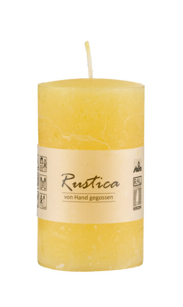 Rustic durchgefärbte Stumpenkerzen Gelb 100 x Ø 70 mm, 1 Stück