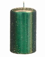 Stumpenkerzen Frosted Pearl Dunkelgrün 130 x...