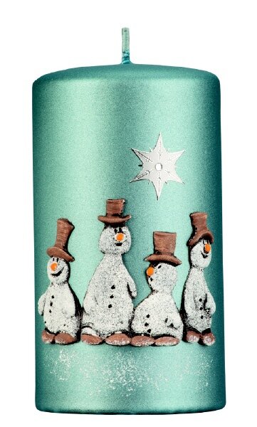 Ice Men (Weihnachtskerzen) Stahlblau Matt 130 x Ø 70 mm, 4 Stück