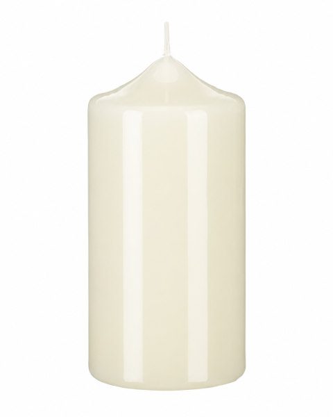 Lackkerzen Hochglanz Stumpenkerzen Elfenbein 150 x Ø 80 mm, 4 Stück