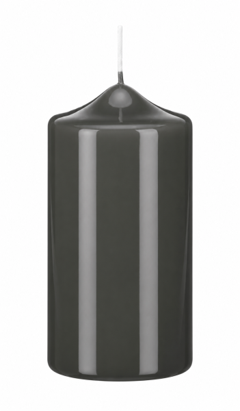 Lackkerzen Hochglanz Stumpenkerzen Grey Grau 150 x Ø 80 mm, 4 Stück