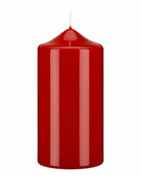 Lackkerzen Hochglanz Stumpenkerzen Weihnachtsrot (Erdbeere) 150 x Ø 80 mm, 4 Stück