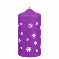Adventskerzen Schneeflocken in Samt-Optik Purple Lila 150...