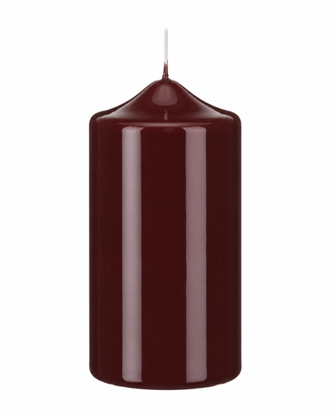 Lackkerzen Hochglanz Stumpenkerzen Bordeaux 200 x Ø 80 mm, 2 Stück