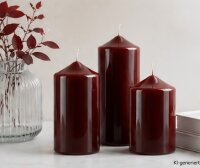 Lackkerzen Hochglanz Stumpenkerzen Bordeaux 200 x Ø 80 mm, 2 Stück