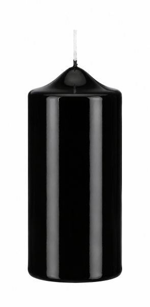 Lackkerzen Hochglanz Stumpenkerzen Schwarz 120 x Ø 60 mm, 4 Stück