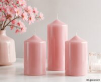 Lackkerzen Hochglanz Stumpenkerzen Rosa 120 x Ø 60 mm, 4 Stück