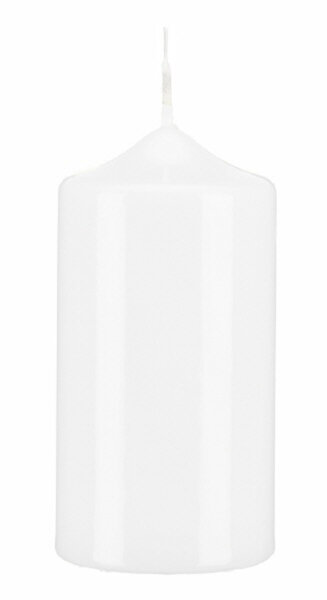 Lackkerzen Hochglanz Stumpenkerzen Weiß 150 x Ø 60 mm, 4 Stück