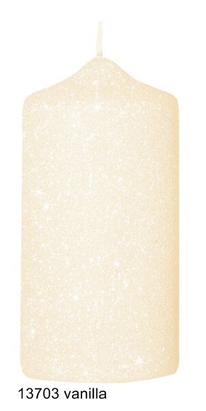 Glamour Glitter Stumpenkerzen Vanilla 120 x Ø 60 mm, 4 Stück
