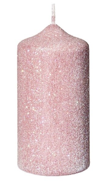 Glamour Glitter Stumpenkerzen Rosa 150 x Ø 70 mm, 4 Stück