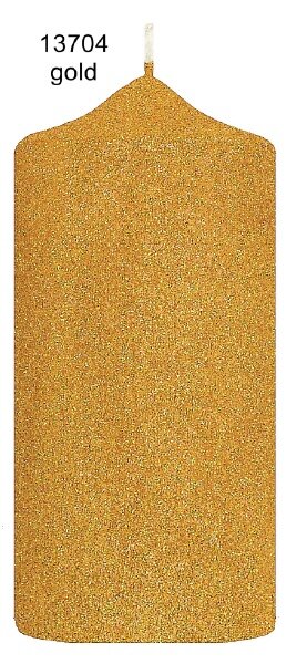 Glamour Glitter Stumpenkerzen Gold 150 x Ø 70 mm, 4 Stück
