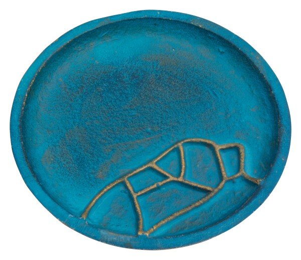 Kerzenteller Alu türkis/gold Ø 12 cm