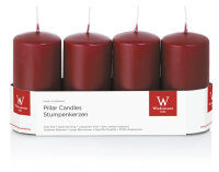 Stumpenkerzen "4er Riegel", getaucht Bordeaux 100 x 50 mm