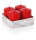 Stumpenkerzen "4er Kleintray", getaucht Rot 80 x 60 mm