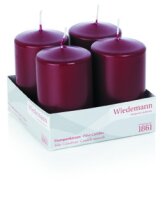 Stumpenkerzen "4er Riegel", getaucht Bordeaux 100 x 60 mm