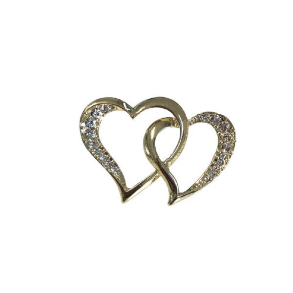 Kerzenpin "Doppelherz" Gold aus Metall mit Stecker zum Befestigen