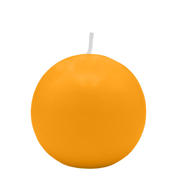 Maisgelb-Orange Kugelkerzen Ø 70 mm, 12 Stück