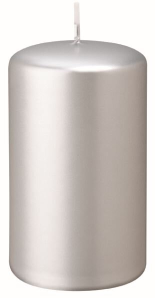 Stumpenkerzen Metallic Silber 80 x Ø 50 mm, 12 Stück von Kopschitz Kerzen