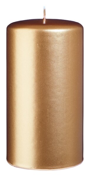 Stumpenkerzen Metallic Gold 150 x Ø 80 mm, 6 Stück von Kopschitz Kerzen