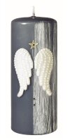 Weihnachtskerzen Wings Blau/Grau 15 x Ø 6 cm, 4...