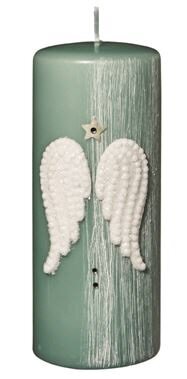 Weihnachtskerzen Wings Seemoos Seegrün 15 x Ø 6 cm, 4 Stück