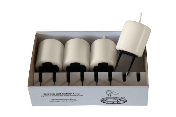 Adventskerzen mit Haltekrallen Elfenbein 60 x Ø 50 mm, 4 Stück