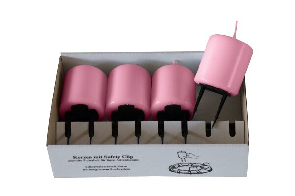 Adventskerzen mit Haltekrallen Altrosa 60 x Ø 50 mm, 4 Stück