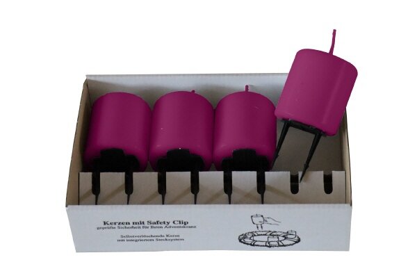 Adventskerzen mit Haltekrallen Brombeere 80 x Ø 50 mm, 4 Stück