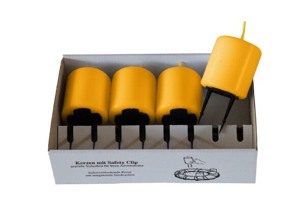 4er Set Adventskerzen mit Haltekralle Honig