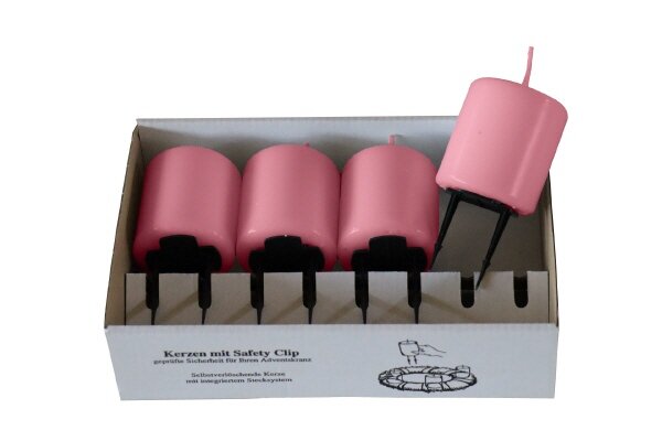 4er Set Adventskerzen mit Haltekralle Antique Pink