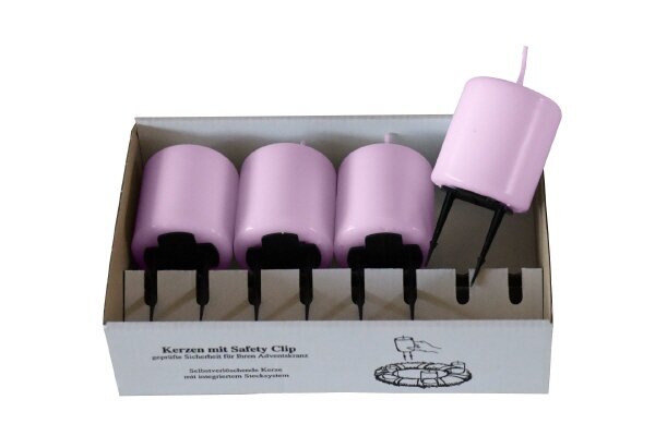 4er Set Adventskerzen mit Haltekralle Mittelflieder