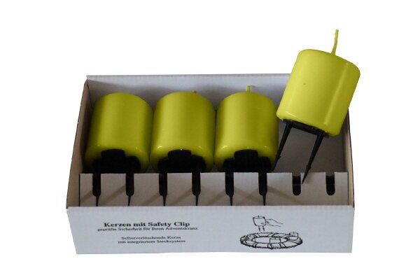 4er Set Adventskerzen mit Haltekralle Scottish Grün