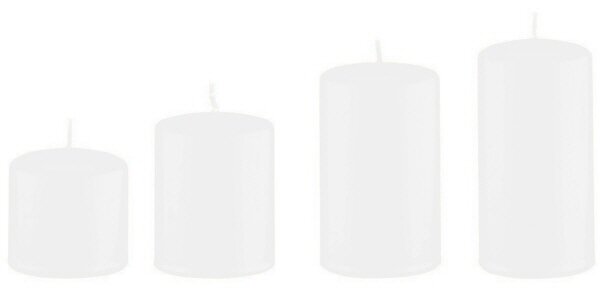 4er Set Adventskerzen, Adventskranzkerzen abgestuft Weiß